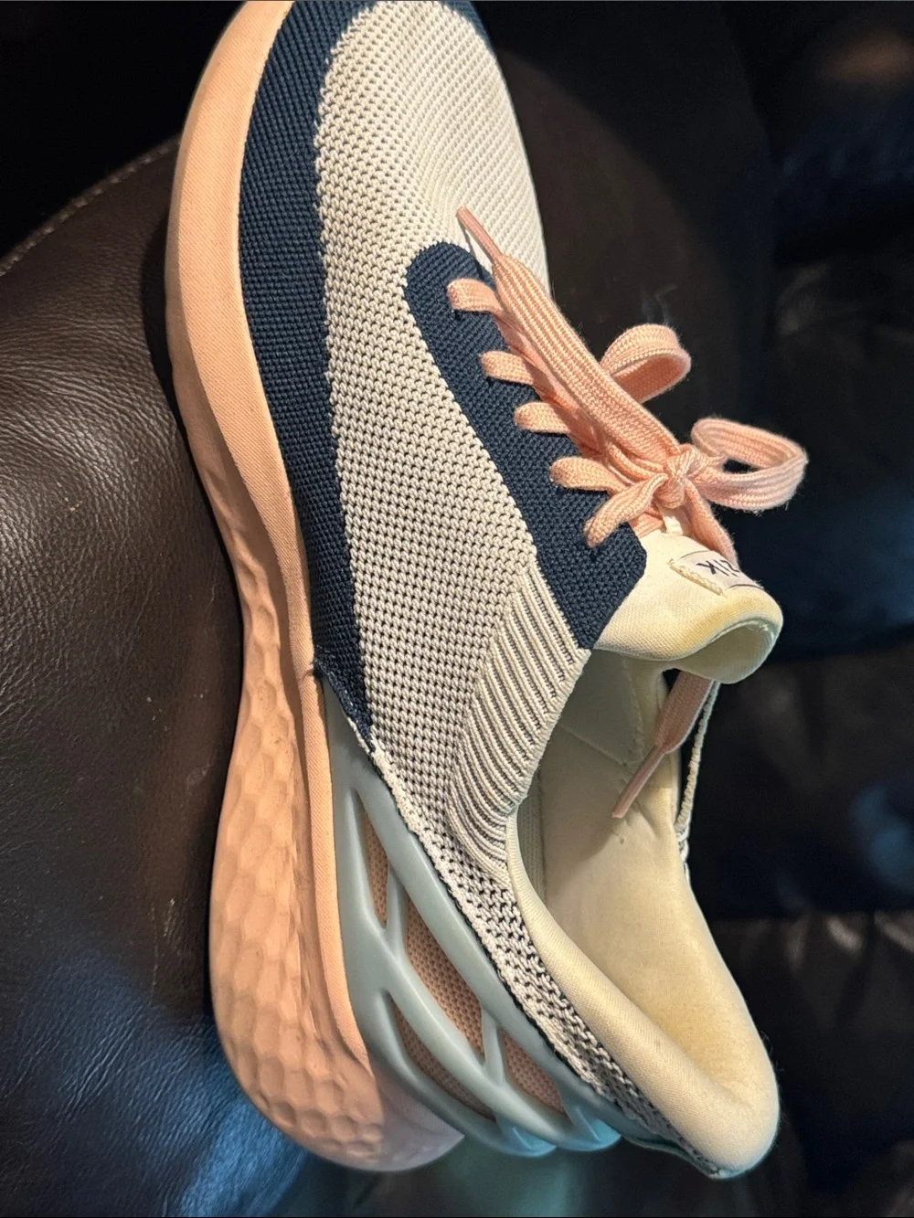 Women’s Kizik Athens Athletic Sneaker - Cream, Navy & Peach 9.5 WIDE width